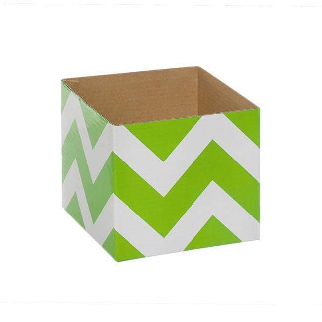 Bold Chevron Mini Posy Box Lime (13x12cmH)-Gift Box