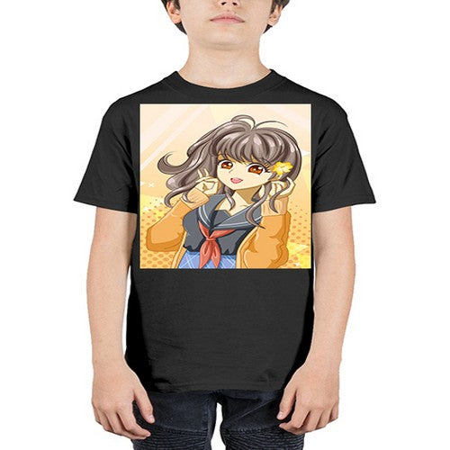 A beautiful and happy girl back to school 90# - anime - Youth Tee Unisex