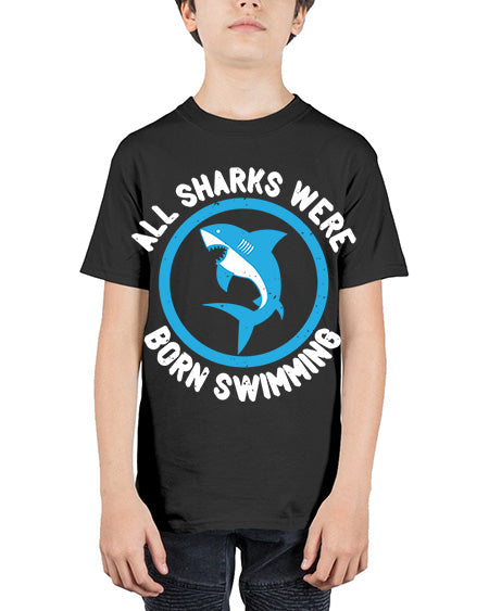 All sharks were born swimming Style 100# - shark-fish - Youth Tee Unisex