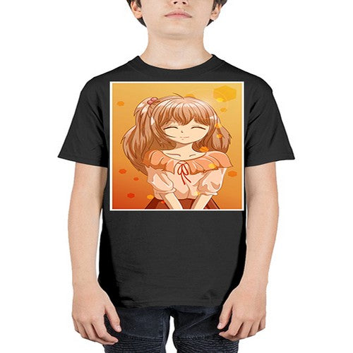 Beautiful and cute girl brown hair at sunset 164# - anime - Youth Tee Unisex
