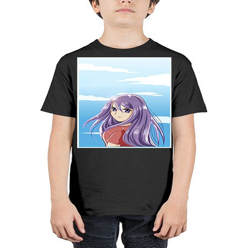Beautiful and cute girl purple long hair in the summer with 109# - anime - Youth Tee Unisex