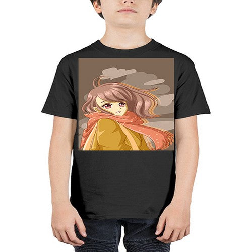 Beautiful and cute girl with scarf 91# - anime - Youth Tee Unisex