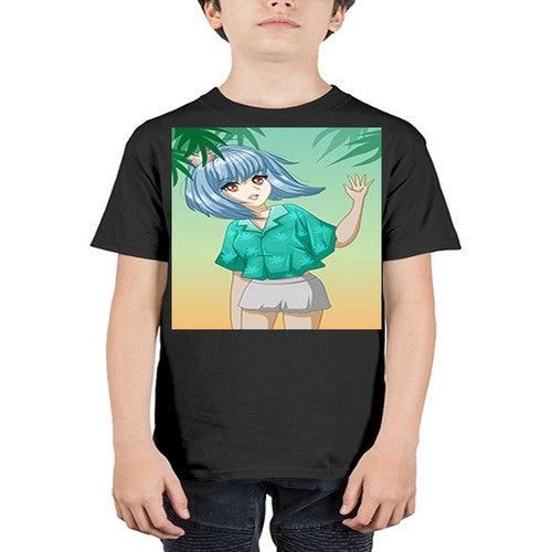 Beautiful and happy girl on the beach in summer 48# - anime - Youth Tee Unisex