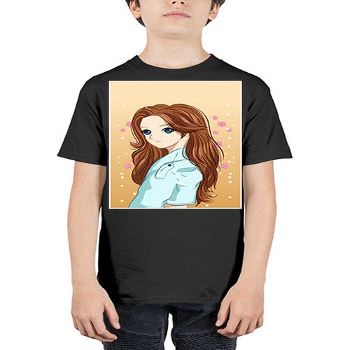 Beautiful and pretty girl brown long hair 123# - anime - Youth Tee Unisex