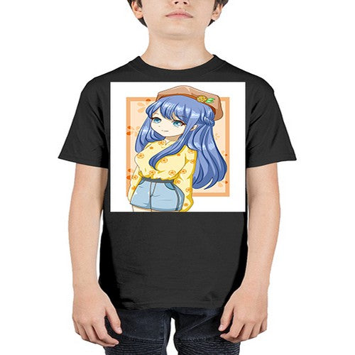 Beautiful and soft girl blue hair in summer 153# - anime - Youth Tee Unisex