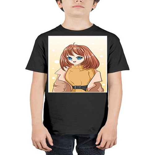 Beautiful girl short hair wearing winter clothes 168# - anime - Youth Tee Unisex