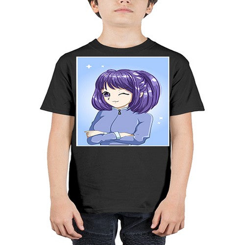 Beautiful girl short purple hair 6# - anime - Youth Tee Unisex