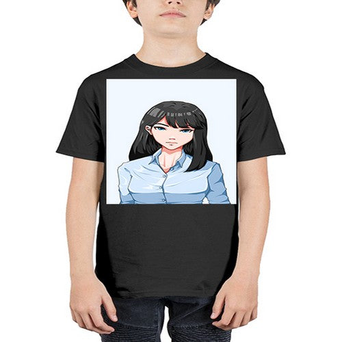 Beautiful office woman long black hair 7# - anime - Youth Tee Unisex
