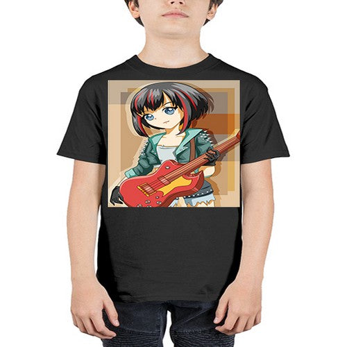 Beautiful rock girl with bass guitar perform 173# - anime - Youth Tee Unisex
