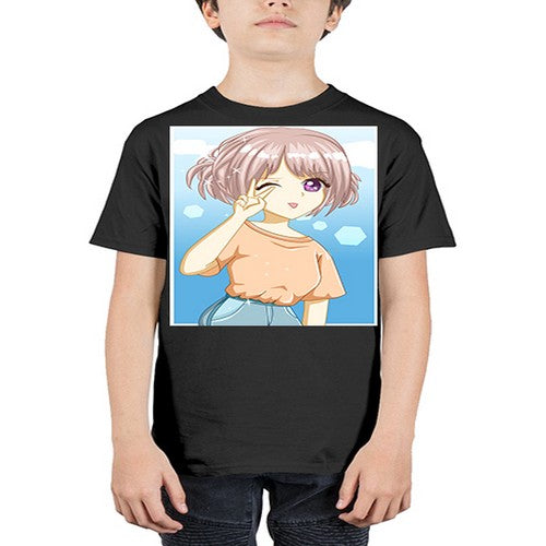 Cute and beautiful girl cream hair yellow shirt 29# - anime - Youth Tee Unisex