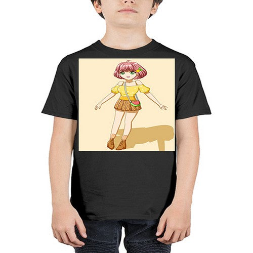 Cute and beautiful girl in summer with yellow dress 54# - anime - Youth Tee Unisex