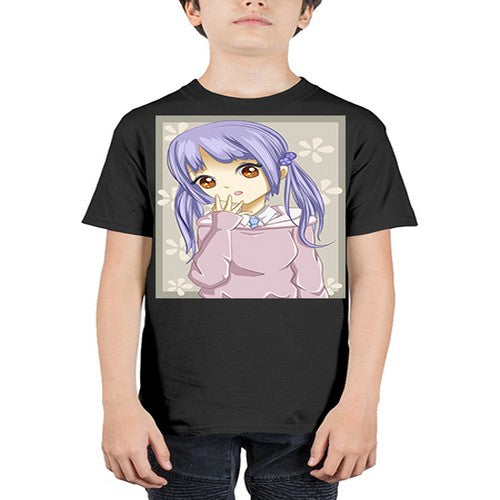 Cute and beautiful girl purple hair 25# - anime - Youth Tee Unisex