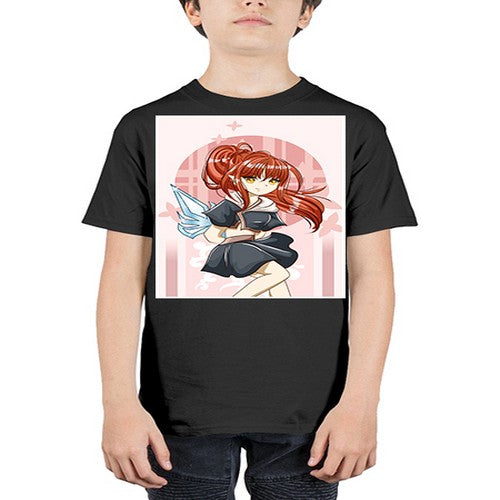 Cute and beautiful girl red long hair with sword cartoon 157# - anime - Youth Tee Unisex
