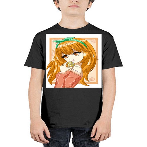Cute and beautiful girl with orange in the summer 174# - anime - Youth Tee Unisex