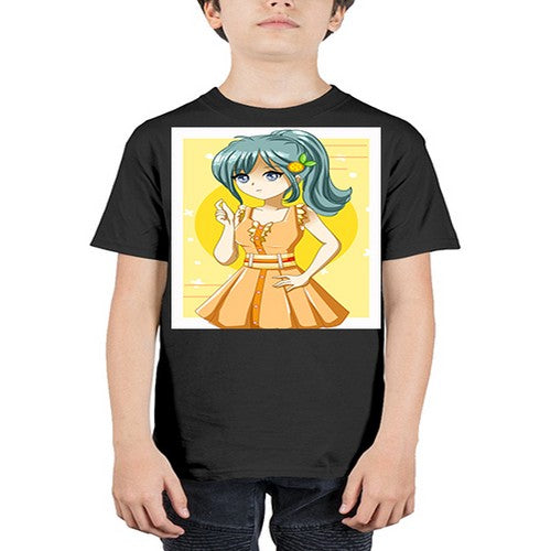 Cute and beautiful orange theme girl in summer 45# - anime - Youth Tee Unisex