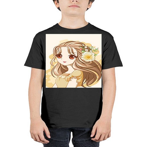 Cute and happy girl with flowers crown 57# - anime - Youth Tee Unisex