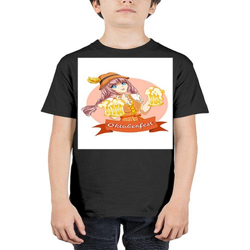 Cute and happy woman celebrating oktoberfest with beer 177# - anime - Youth Tee Unisex