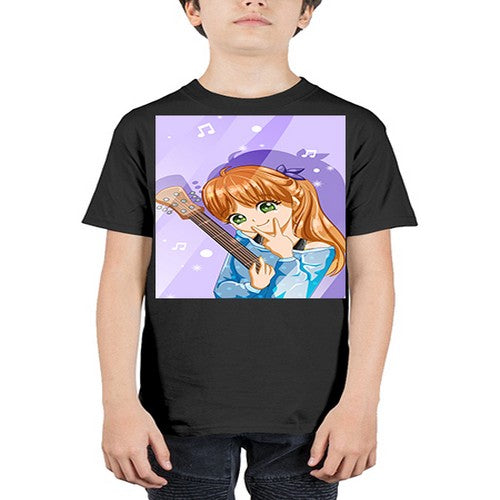 Cute and soft girl with guitar 53# - anime - Youth Tee Unisex