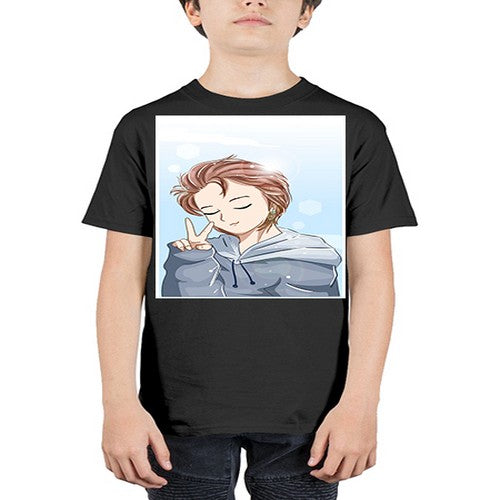 Cute boy brown hair with blue jacket 126# - anime - Youth Tee Unisex