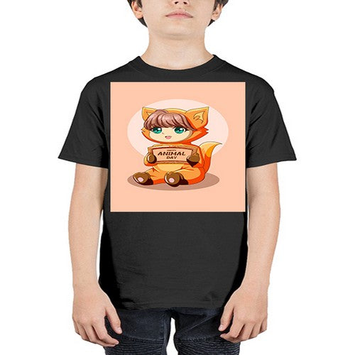 Cute girl with animal costume in animal day text 137# - anime - Youth Tee Unisex