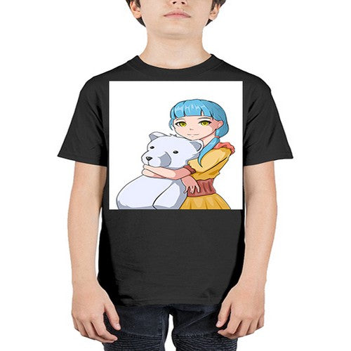 Cute girl with bear doll 26# - anime - Youth Tee Unisex