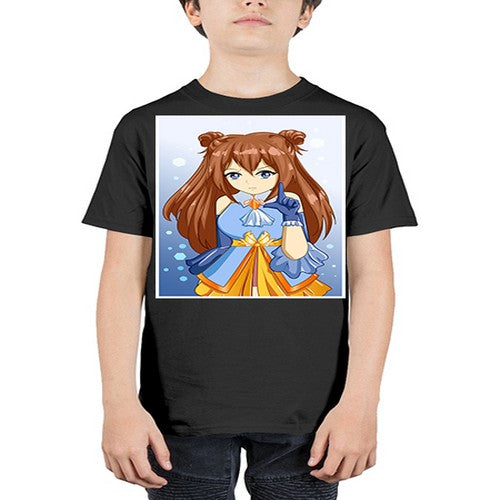 Cute little beautiful girl blue gold clothes cartoon 171# - anime - Youth Tee Unisex