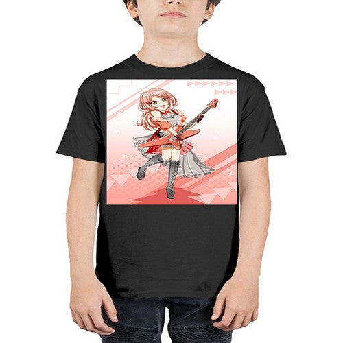 Cute rock star girl with guitar game 17# - anime - Youth Tee Unisex