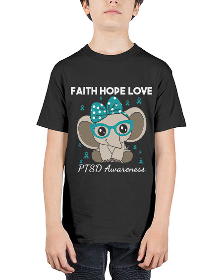 Elephant I Have PTSD Awareness 25# - PTSD - Youth Tee Unisex