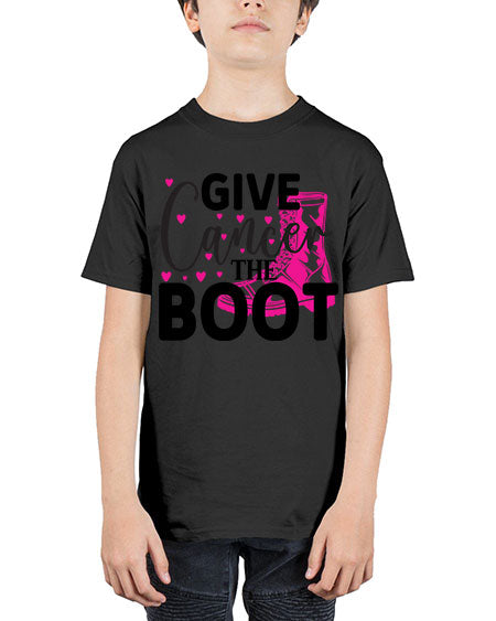 Give Cancer the Boot 24# - breast cancer - Youth Tee Unisex