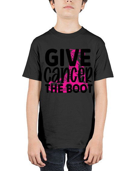 Give Cancer the Boot 25# - breast cancer - Youth Tee Unisex