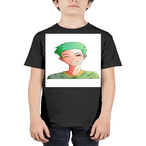 Handsome boy green hair wearing green shirt 35# - anime - Youth Tee Unisex