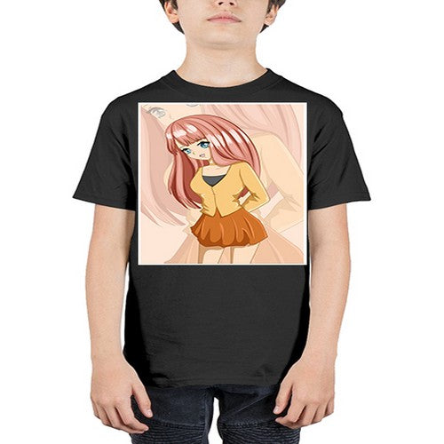 Happy beautiful and cute girl pink long hair 5# - anime - Youth Tee Unisex