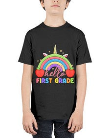 Hello first Grade Unicorn Rainbow 281# - first grade - Youth Tee Unisex
