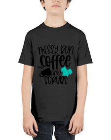 Messy Bun Coffee And Scrubs Style Style 1096# - nurse - Youth Tee Unisex