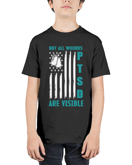 PTSD Awareness Not All Wounds 8# - PTSD - Youth Tee Unisex