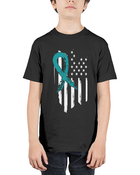 PTSD Teal Ribbon Distressed US 7# - PTSD - Youth Tee Unisex