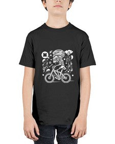 Skull Biker 1051# - skull and bones - Youth Tee Unisex