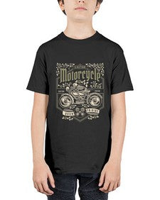 Skull Motorcycle 1060# - skull and bones - Youth Tee Unisex