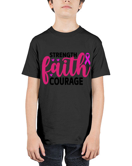 Strength Faith Courage 8# - breast cancer - Youth Tee Unisex