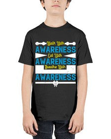 Walk with awareness Eat with awareness Breathe with awareness Style 9# - Self awareness - Youth Tee Unisex