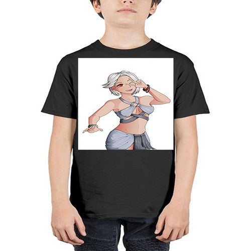 White hair girl wearing summer outfit 40# - anime - Youth Tee Unisex