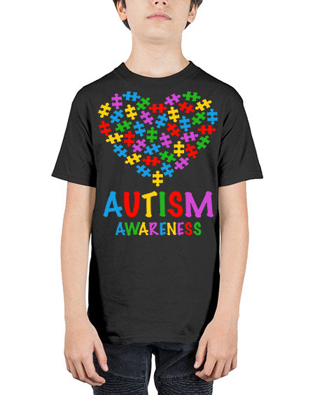 autism awareness heart love puzzle 15# - autism - Youth Tee Unisex