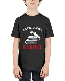 cats book and coffee Style 37# - cats - Youth Tee Unisex