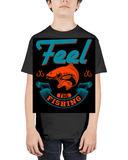 feel the fishing png 60# - shark-fish - Youth Tee Unisex