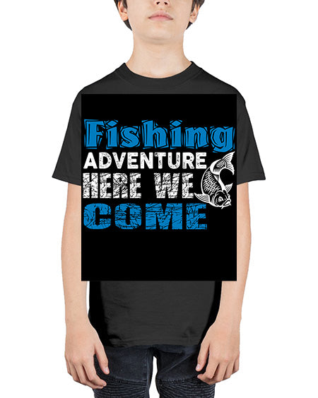 fishing adventure here we come png 52# - shark-fish - Youth Tee Unisex