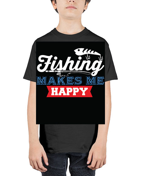 fishing makes me happy png 46# - shark-fish - Youth Tee Unisex