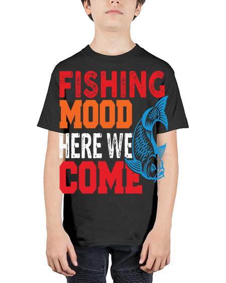 fishing mood here we come png 76# - shark-fish - Youth Tee Unisex