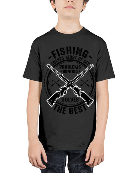 fishing solves most 74# - shark-fish - Youth Tee Unisex
