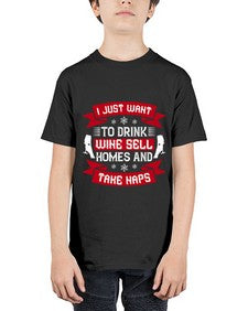 i just want to drink wine sell home and take naps 222# - drinking - Youth Tee Unisex