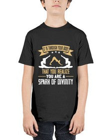 it is through your body that you realize you are a spark of divinity  343# - yoga - Youth Tee Unisex